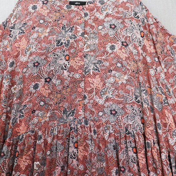 Ellos Dress Womens 3X Boho Rayon Tiered Paisley Western Plus Midi - Picture 4 of 16
